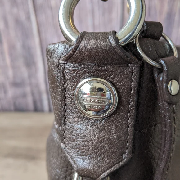 Coach Carly Brown Leather Hobo. It features chocolate brown pebbled leather, - Picture 6 of 11